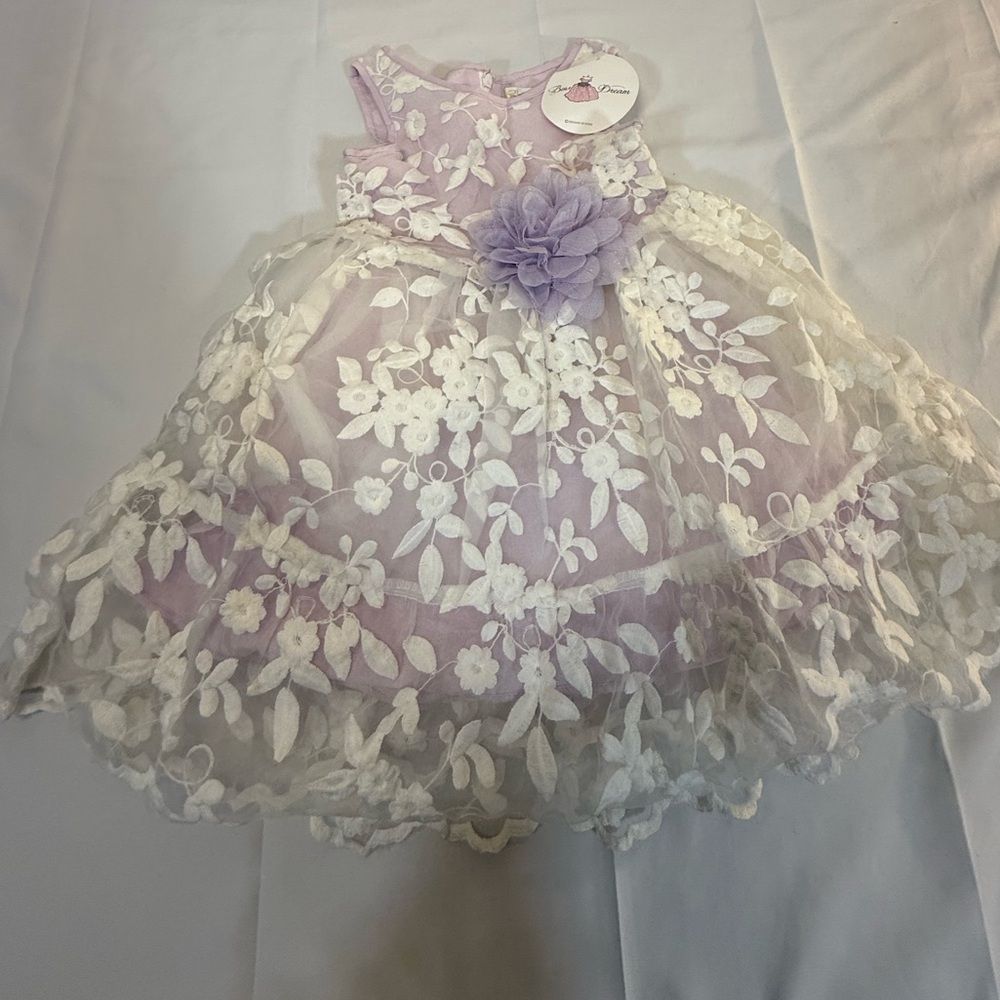 Elegant Lavender and White Floral Kids Formal Dress